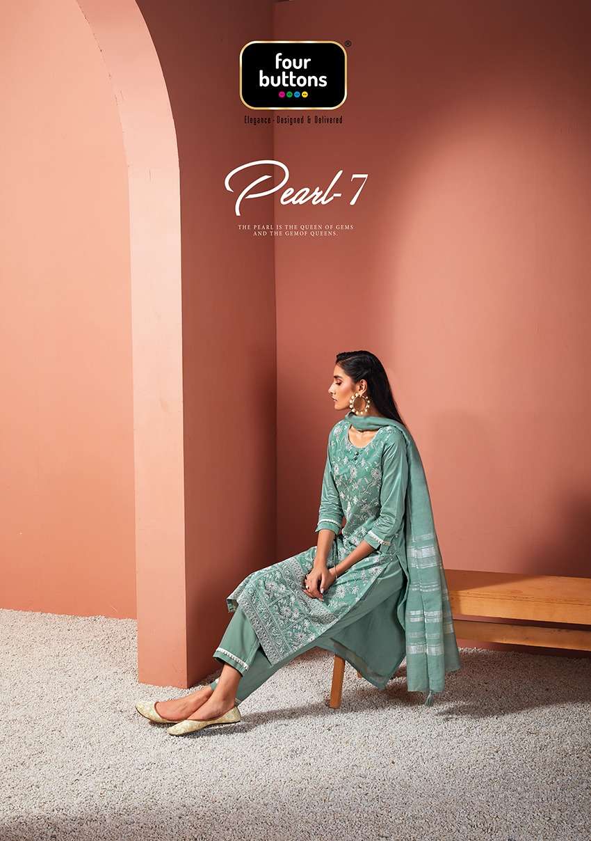 FOUR BUTTONS PEARL 7 VISCOS KURTIS PENT WITH DUPATTA LATEST COLLECTION 