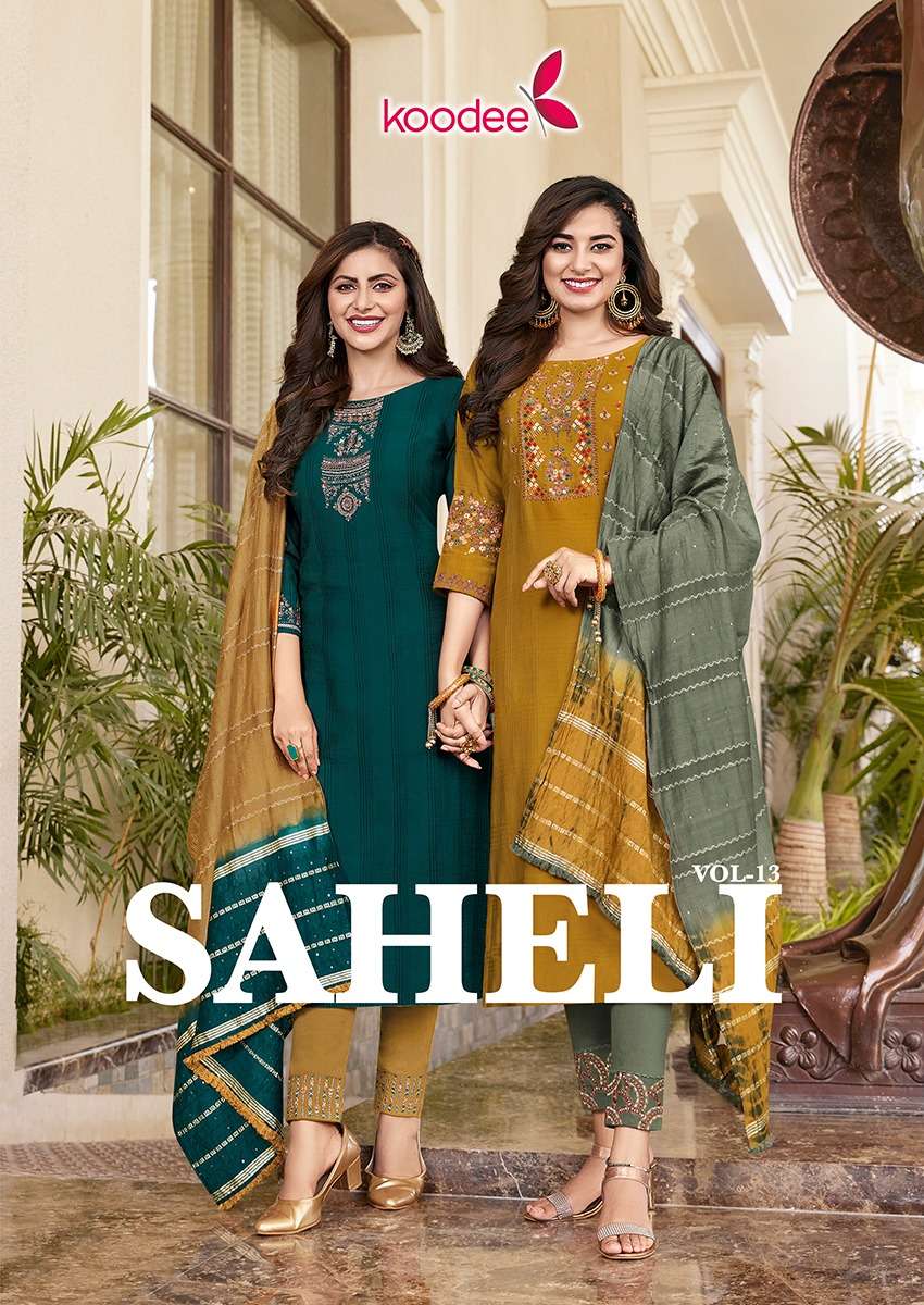 KOODEE SAHELI VOL-13 VISCOS KURTI PENT WITH DUPATTA LATEST COLLECTION 