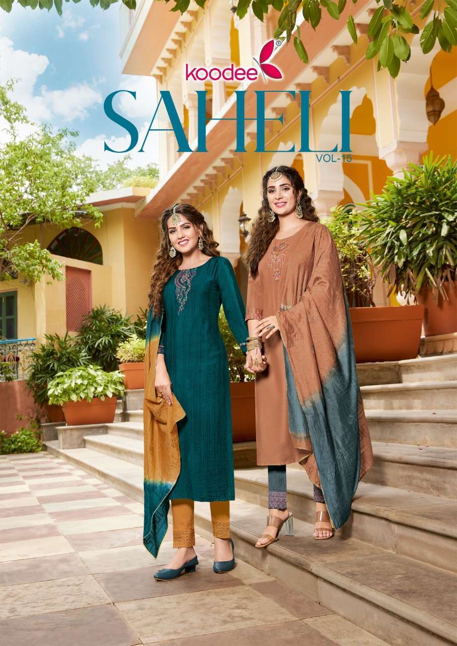 KOODEE SAHELI VOL-15 VISCOS KURTI PENT WITH DUPATTA LATEST COLLECTION 