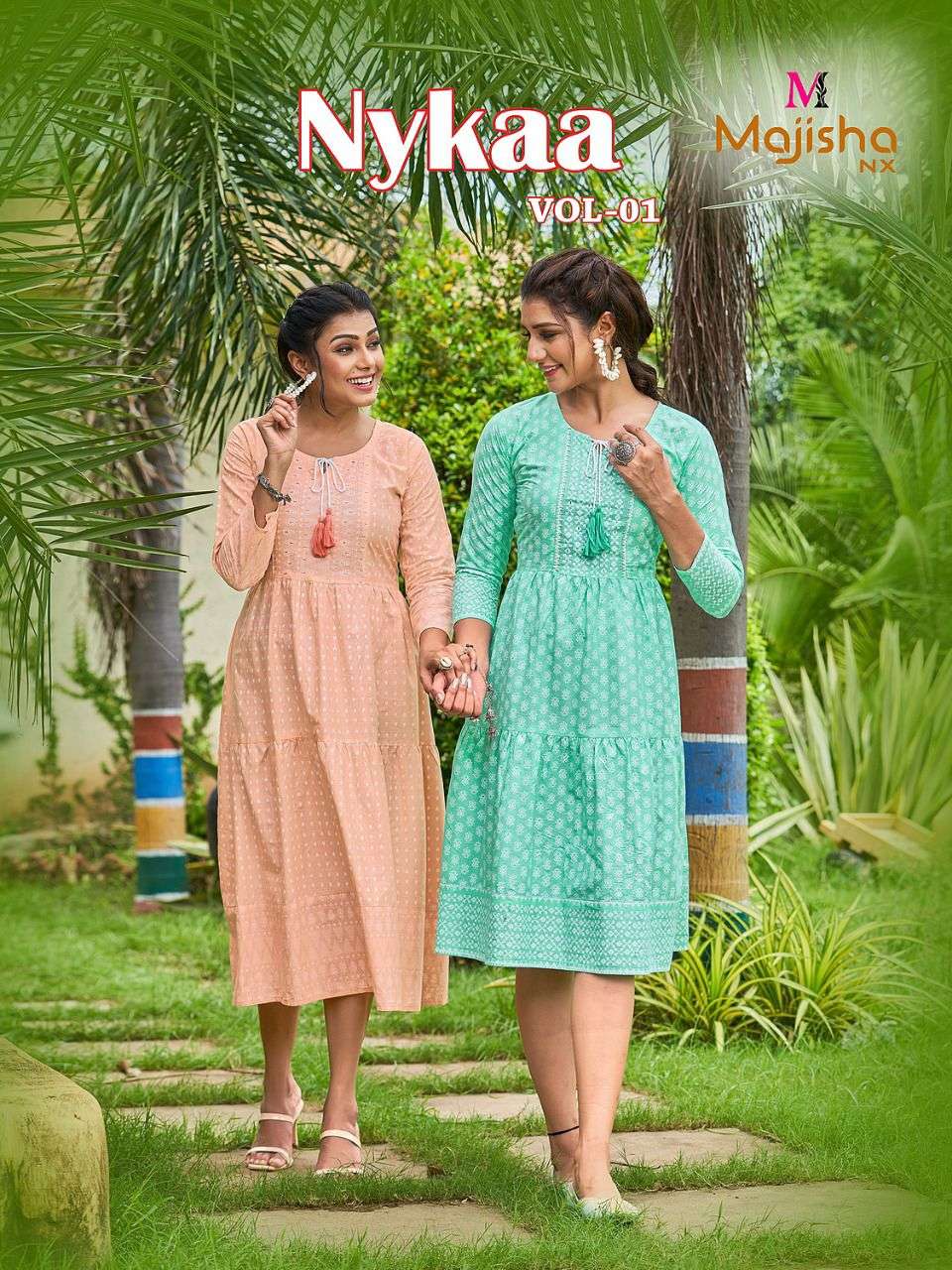 Majisha nx NYKAA VOL1 Kurti Cottan Malmal print with Handwork