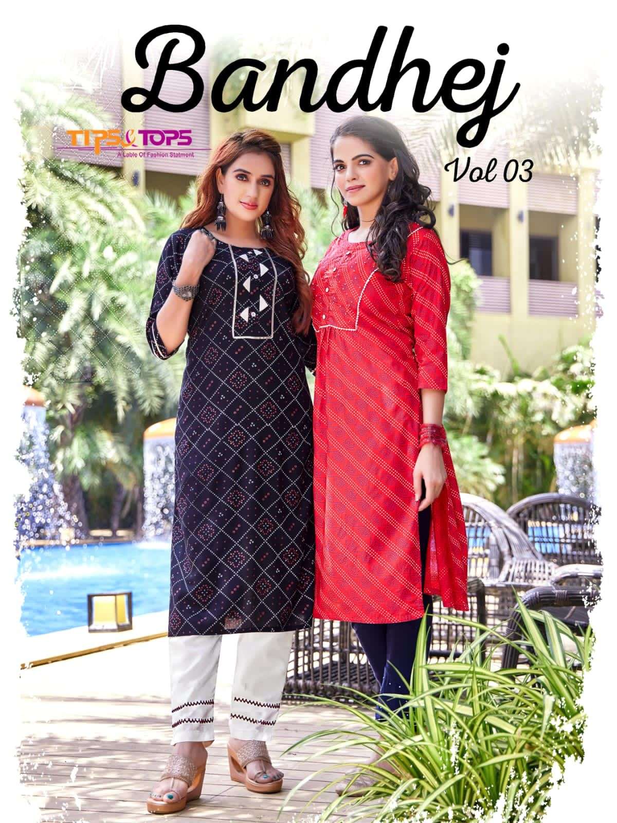 TIPS & TOPS BANDHEJ Vol 03 Party Wear Heavy Kurti With Cotton Pant 