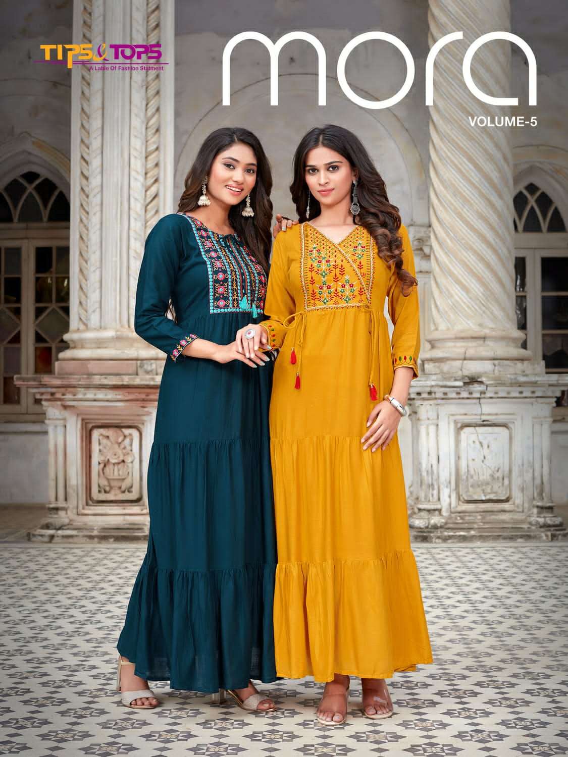 TIPS & TOPS MORA VOL 5 RAYON EMBRODERY GOWN LATEST COLLECTION