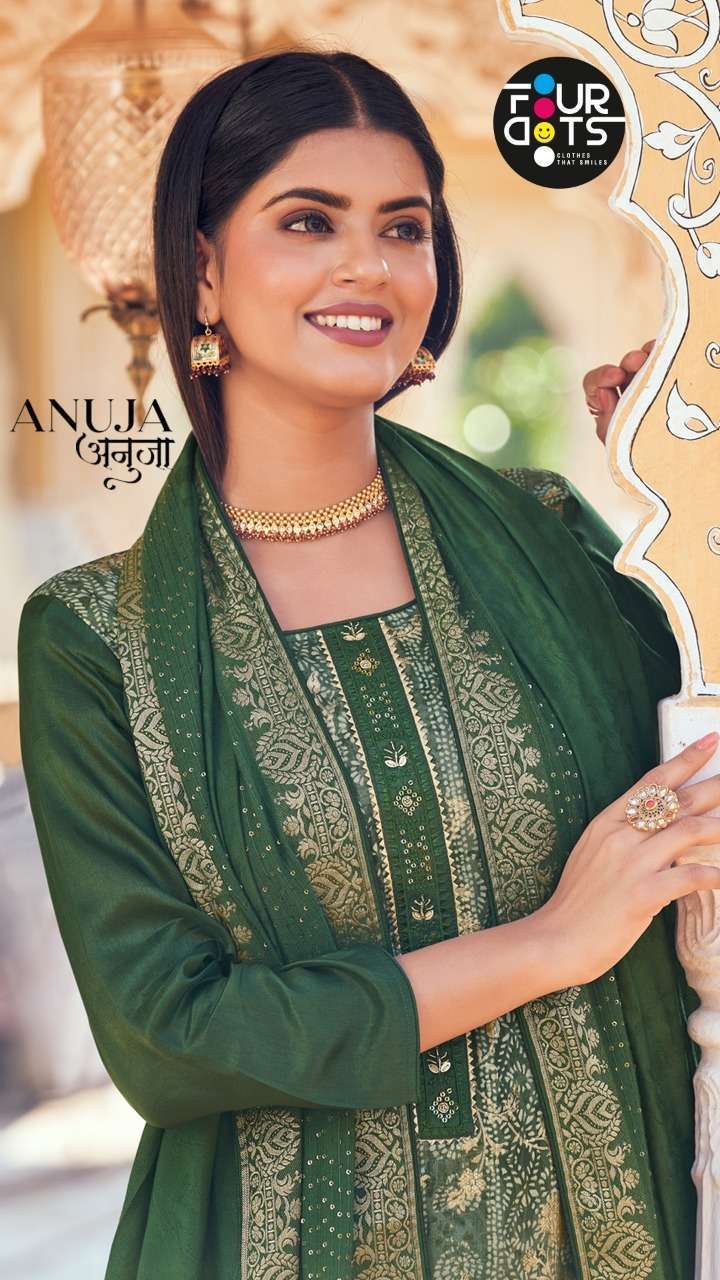 ANUJA BY FOURDOTS DOLA JACQUARD SALWAR KAMEEZ WHOLESALE CATLOGE 