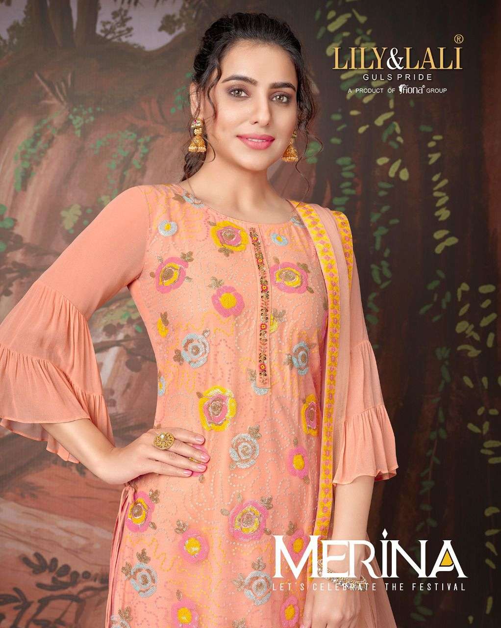 LILY & LALY MERINA HEAVY NET WITH SOUR SEQUENCE WORK & HANDWORK ON NECK PATTI WITH BEMBER SILK INNER...