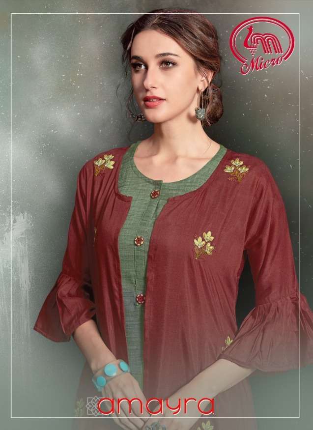 MICRO DESIGNER AMAYA MUSLIN KURTI WITH JACKET LATEST COLLECTION  