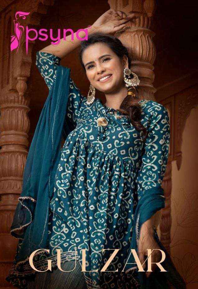 PSYNA GULZAR VISCOSE CHANDERI NEW AND MODERN STYLE TOP BOTTOM WITH DUPATTA CATALOG