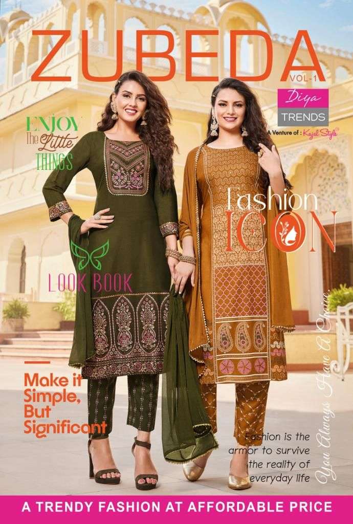 DIYA TRENDS ZUBEDA VOL -1 STRAIGHT KURTI WITH PANT & DUPPTTAA