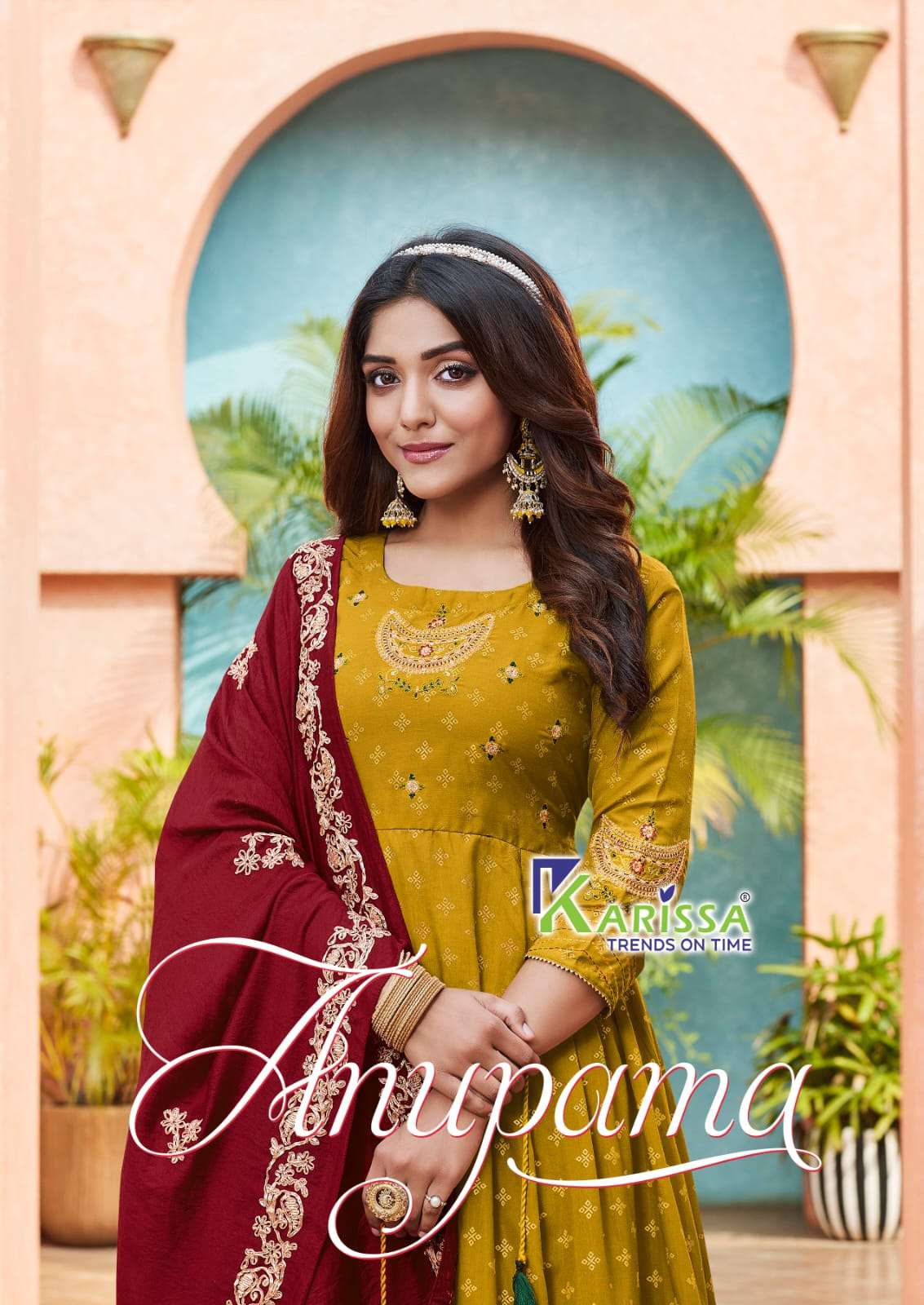 KARISSA ANUPAMA MUSLIN SILK GOWN WITH DUPATTA WHOLESALER