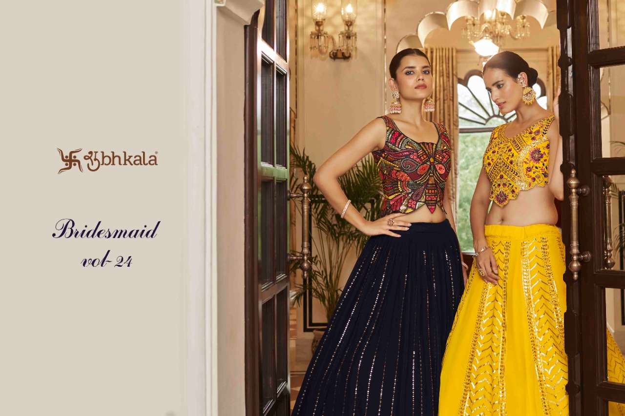 SHUBHKALA BRIDESMAID VOL. 24 BRIDEL EMBROIDERED SEMI STICHED LEHENGA CHOLI WHOLESALER