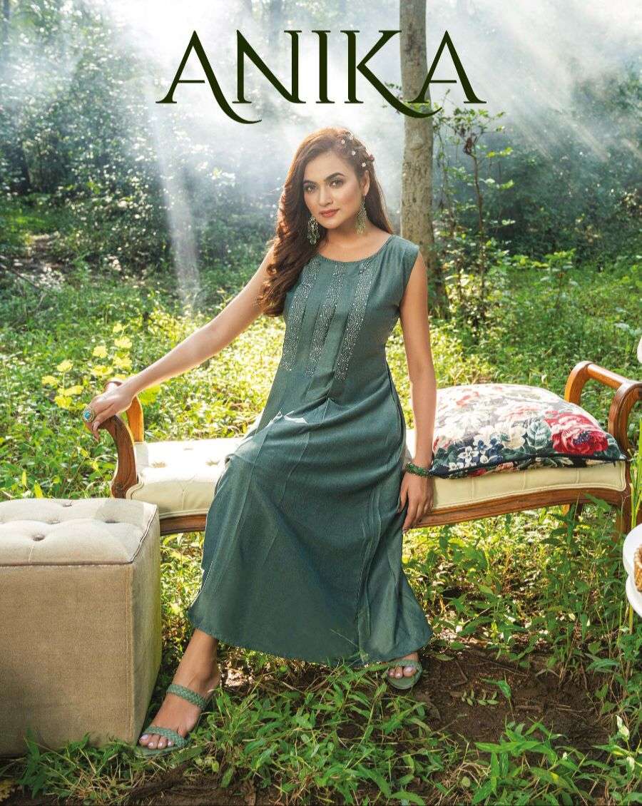 WANNA ANIKA FANCY CHINON SILK ONE PIECE KURTI WHOLESALE CATALOUGE