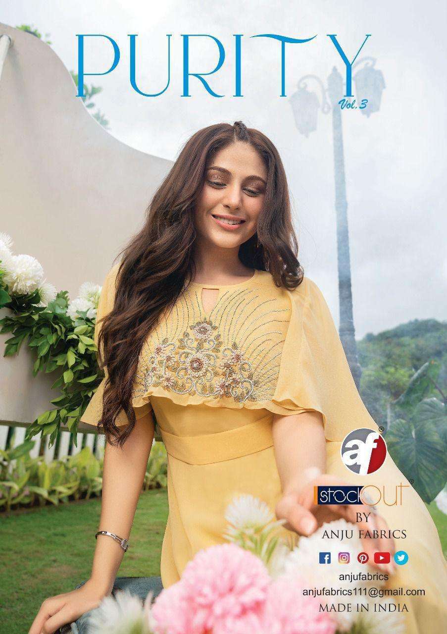  ANJU FABRIC PURITY VOL-3 DESIGNER KURTI WITH PANT WHOLESALE CATALOUGE