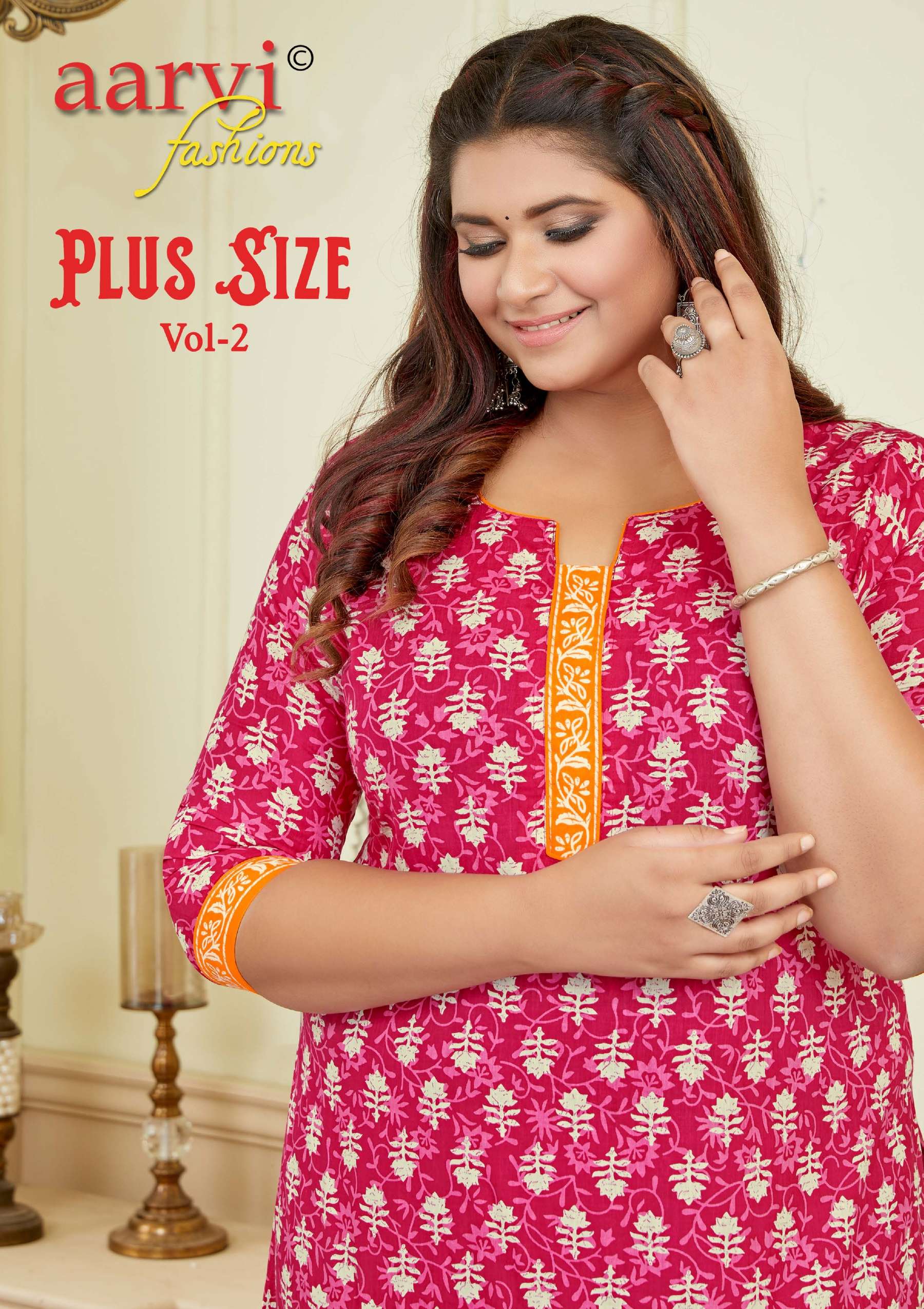 PLUS SIZE VOL 2 AARVI FASHION PURE COTTON KURTI CATALOG WHOLESALER