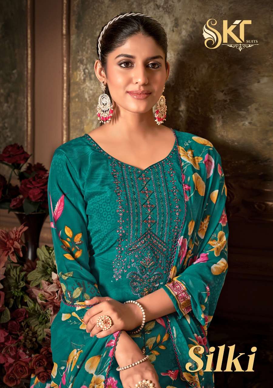 SKT SUITS SILKY PURE FRENCH DIGITAL PRINT SALWAR KAMEEZ  WHOLESALE CATLOGE