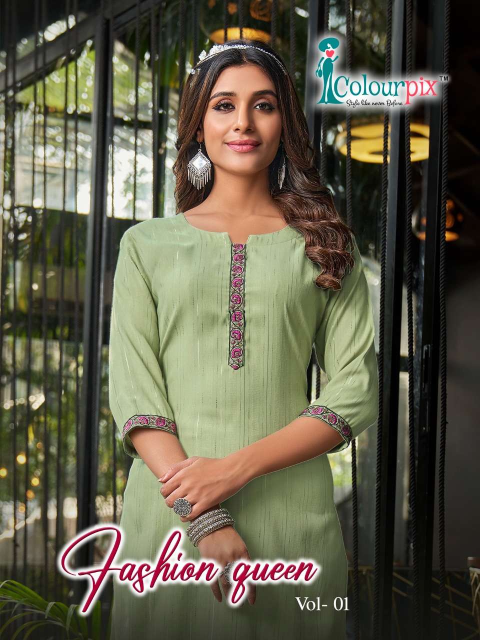  COLOURPIX FASHION QUEEN VOL 1 RAYON KURTI PANT PAIR CATALOG WHOLESALER