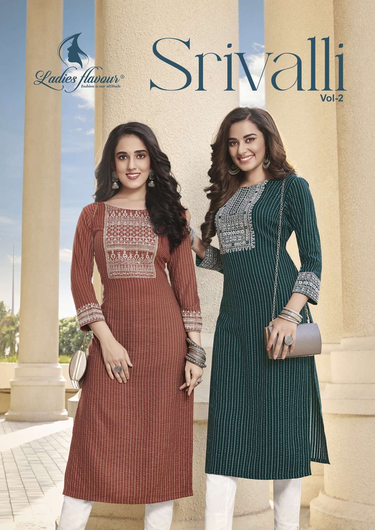 LADIES FLAVOUR SRIVALLI VOL 2 FANCY REYON VISCOS KURTI CATALOG WHOLESALE