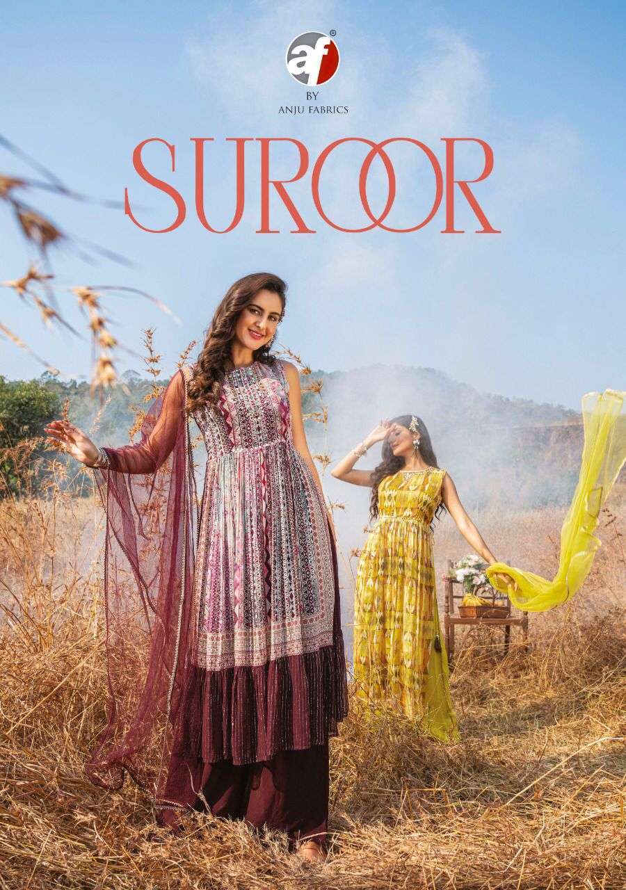 ANJU FABRIC SUROOR FANCY KURTIS BOTTOM WITH DUPATTA LATEST CATLOG