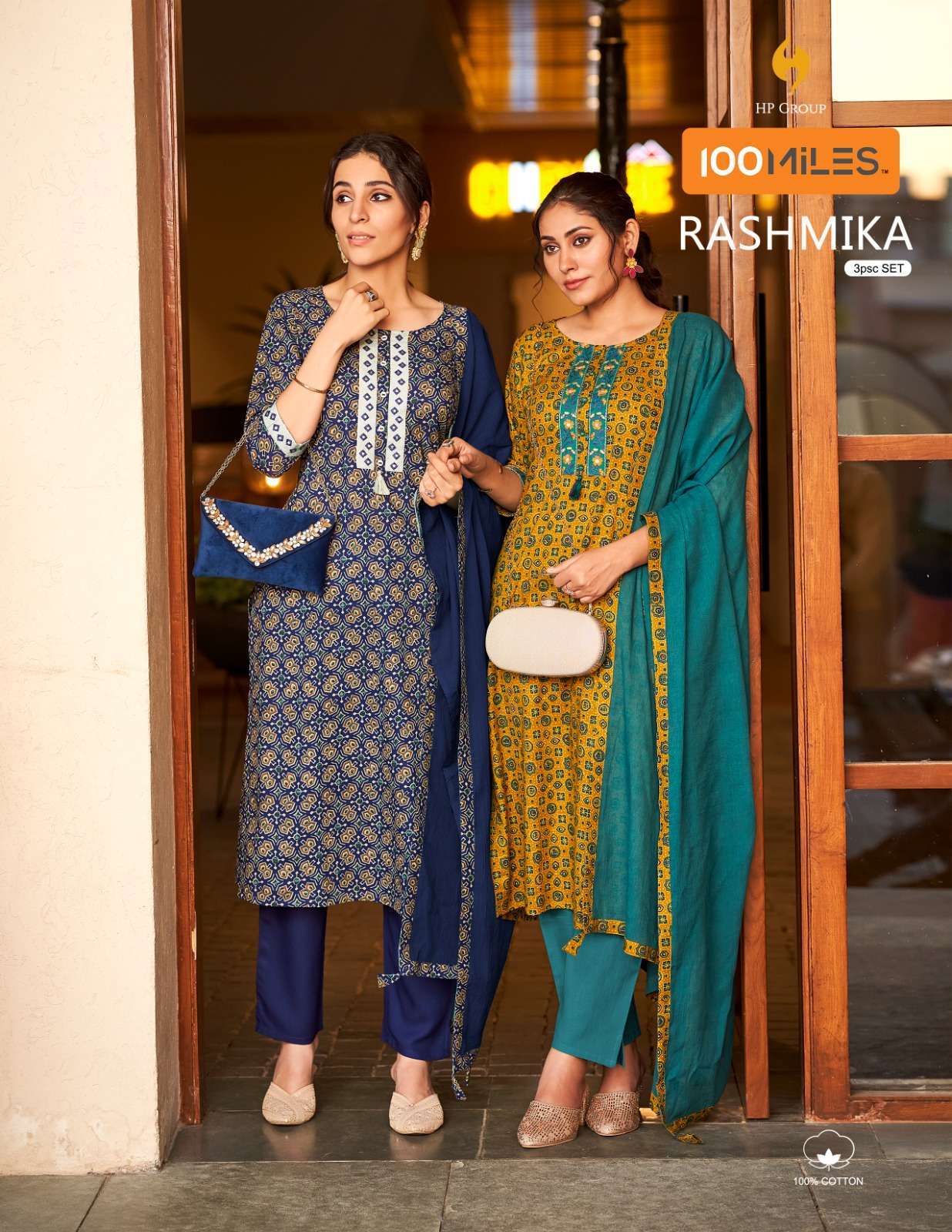 100 MILES RASHMIKA COTTON KURTIS PENT WITH DUPATTA LATEST COLLECTION 