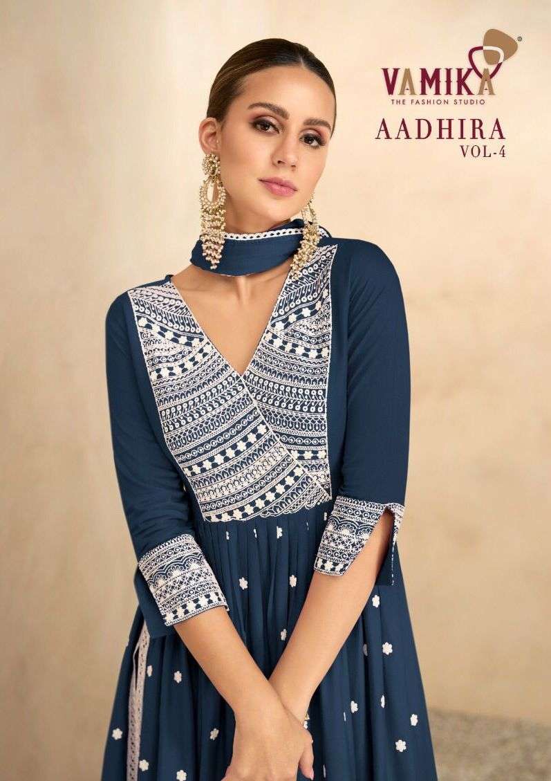 VAMIKA AADHIR VOL-4  RAYON LUCKNOWI KURTIS LATEST CATLOG WHOLESALER