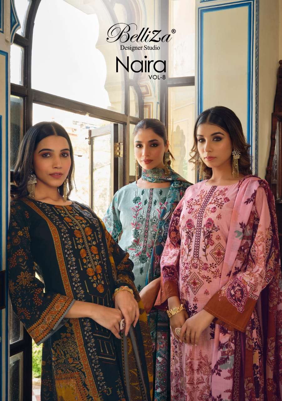 BELIZA DESIGNER NAIRA VOL 8 COTTON SALWAR SUIT WHOLESALE CATLOG