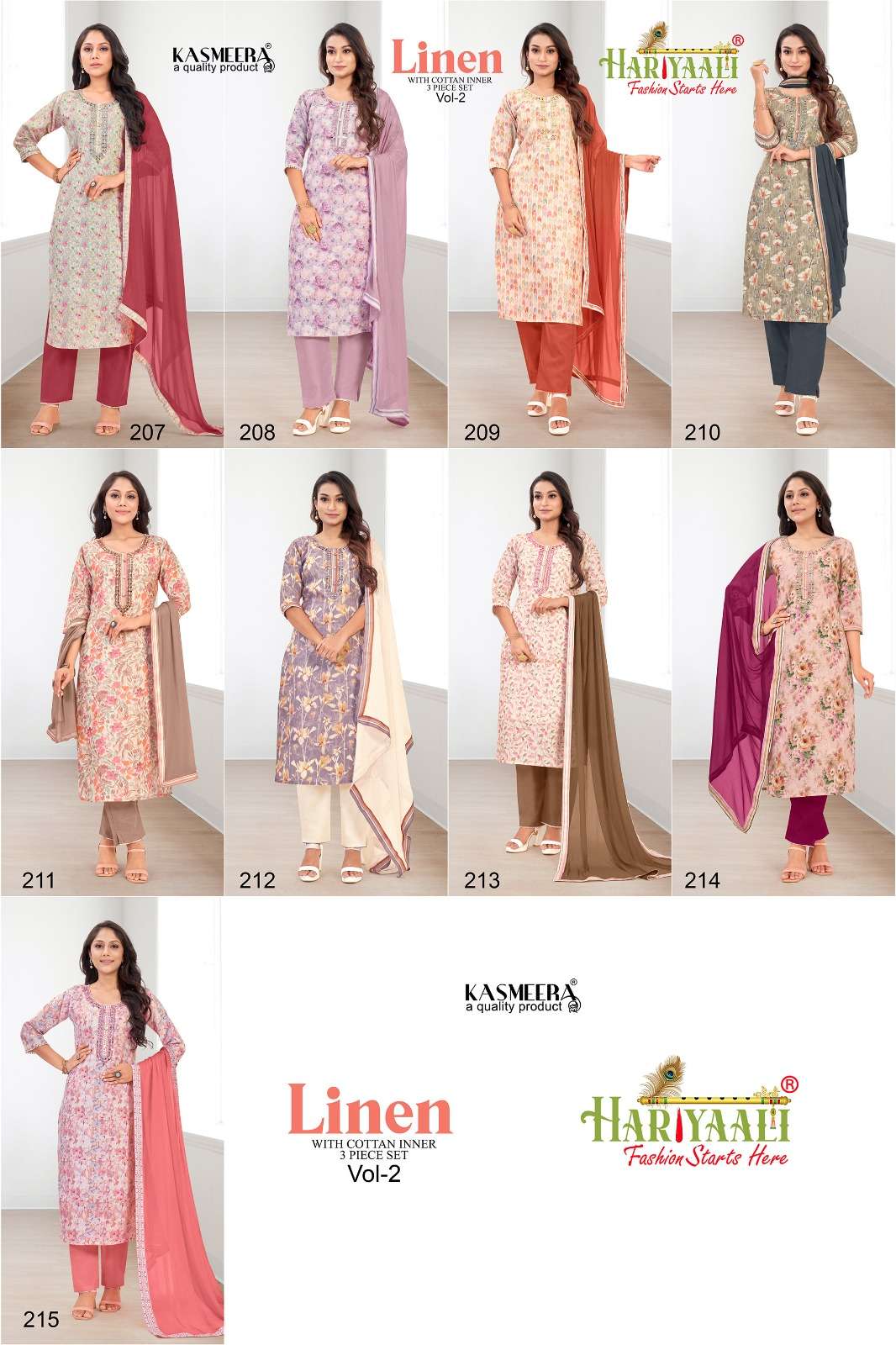 HARIYAALI LINEN KURTIS PENT WITH DUPATTA WHOLESALE LATEST COLLECTION 