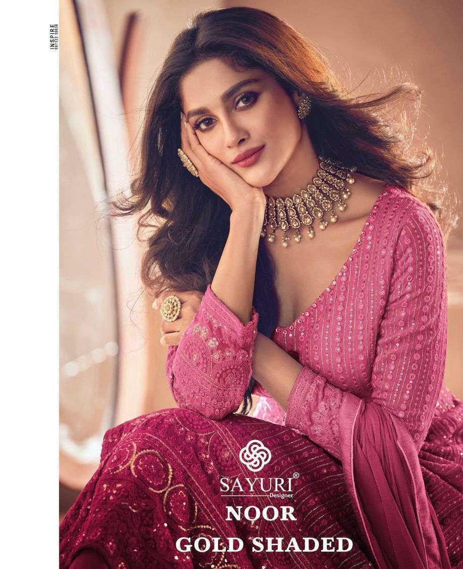 SAYURI DESIGNER NOOR GOLD SHADED READYMAND SUIT LATEST WHOLESALE COLLECTION 