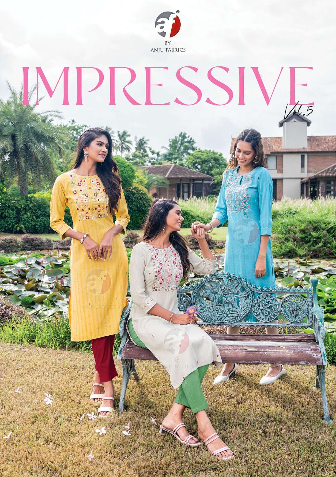 IMPRESSIVE VOL 5 BY ANJU FABRIC HANDWORK KURTI LATEST COLLECTION 