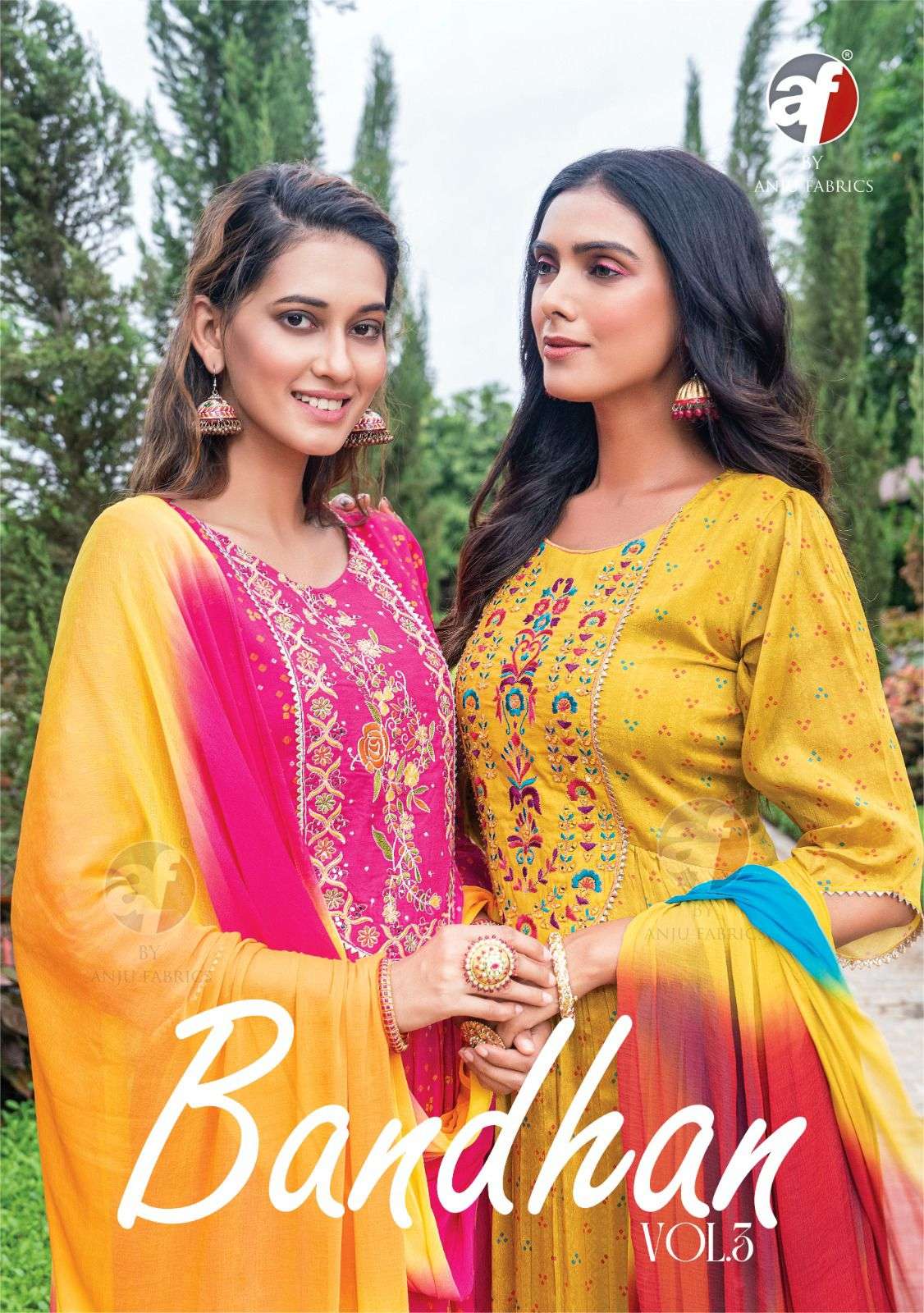 ANJU FABRIC BANDHAN VOL 3 CHINON READYMADE SUIT LATEST COLLECTION CATLOGE