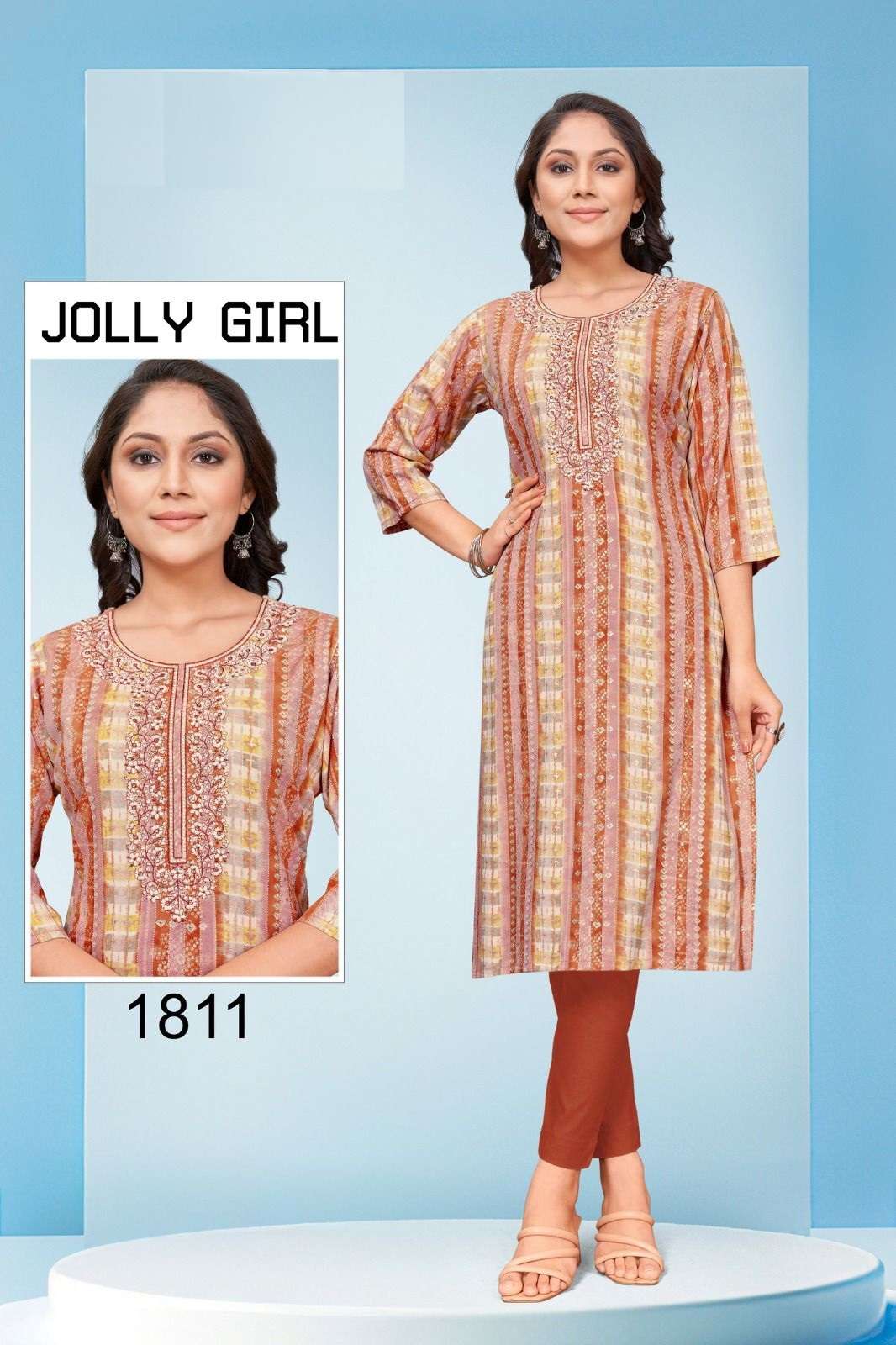 WHOLESALE INDIA JOLLY GIRL EMBRODERY KURTI LATEST COLLECTION 