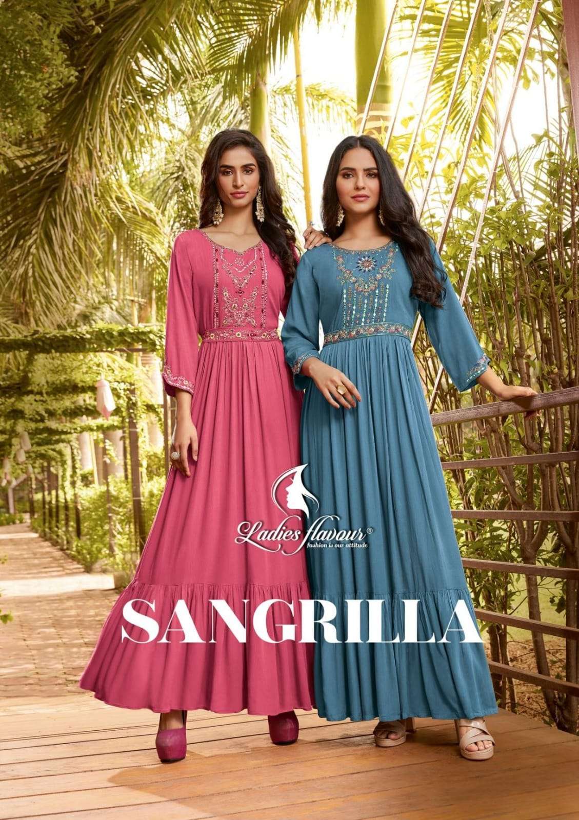 LADIES FLAVOUR SANGRILLA RAYON GOWN LATEST COLLECTION WHOLESALER