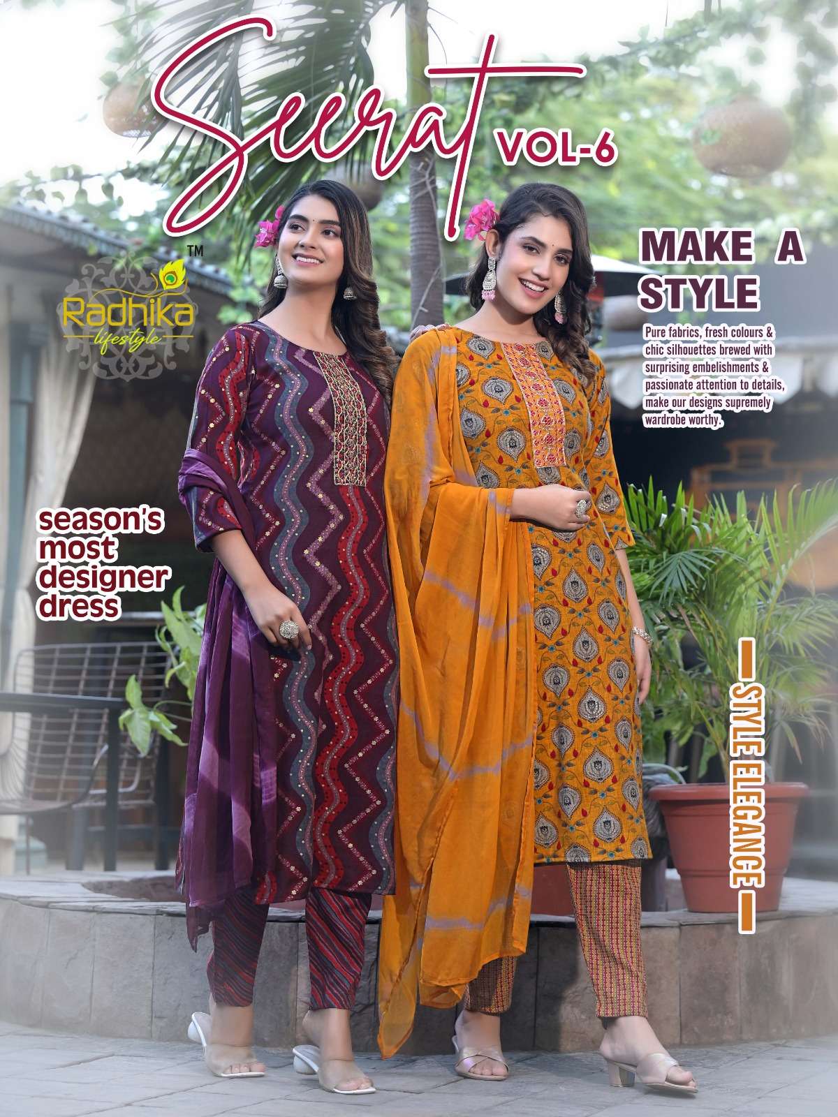 RADHIKA LIFESTYLE SEERAT VOL6 RAYON SUIT LATEST COLLECTION WHOLESALR