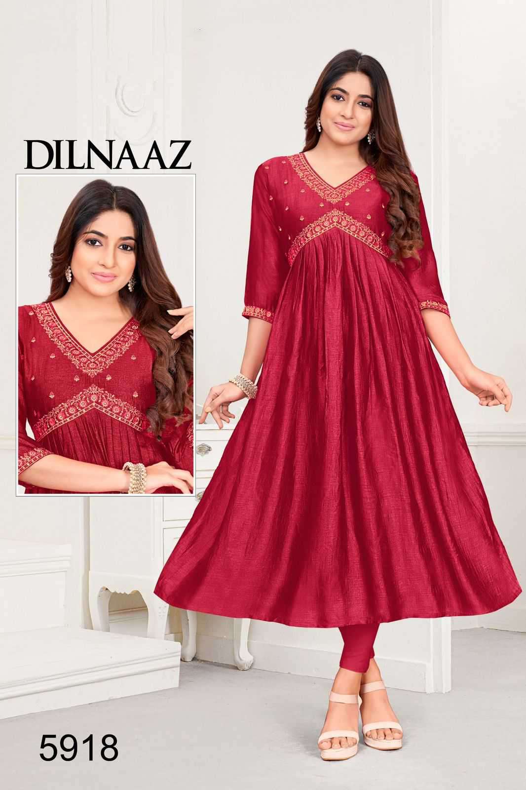 WEFAS TEXTILE DILNAAZ ALIACUT KURTIS LATEST COLLECTION WHOLESALER