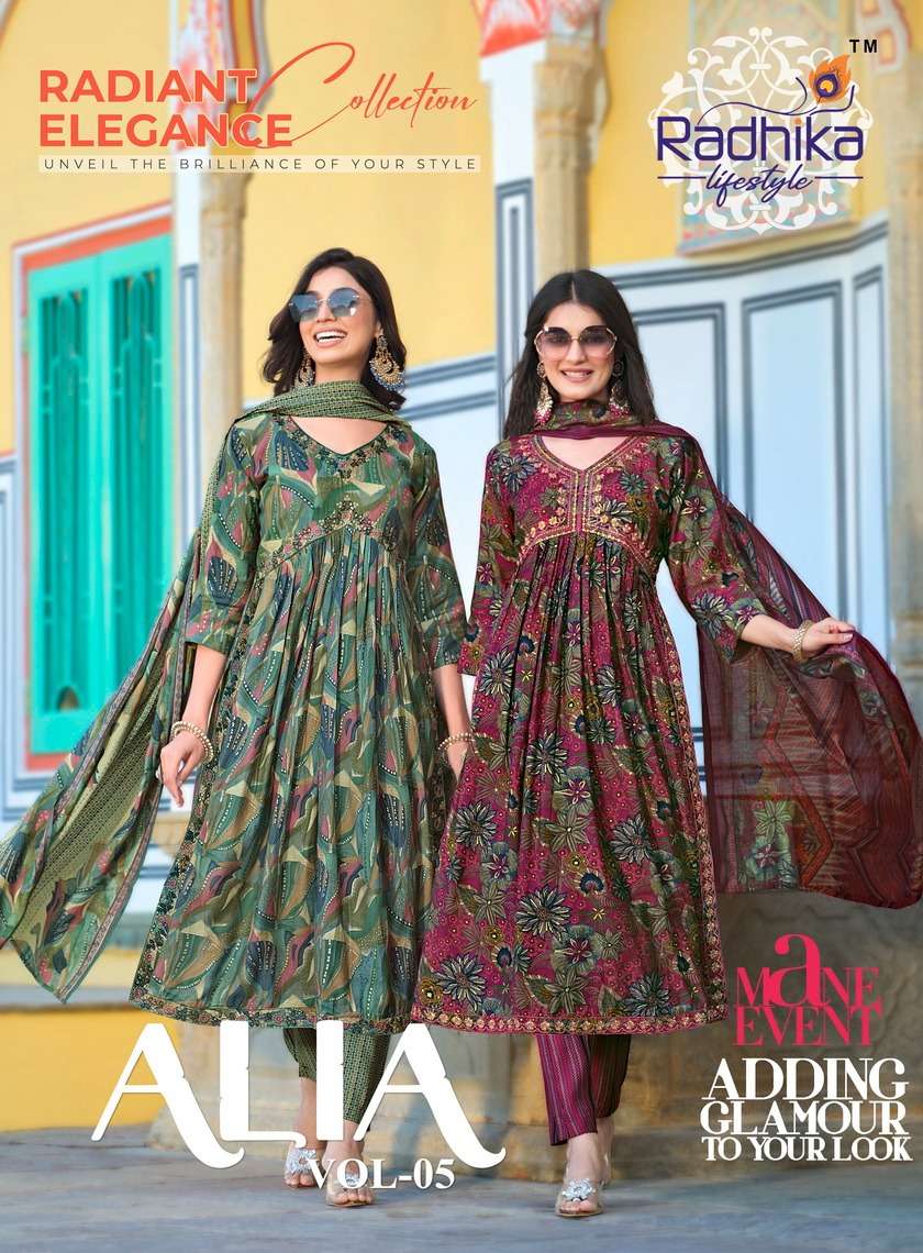 RADHIKA LIFESTYLE ALIA VOL 5 MODEL ALIACUT SUIT LATEST COLLECTION 