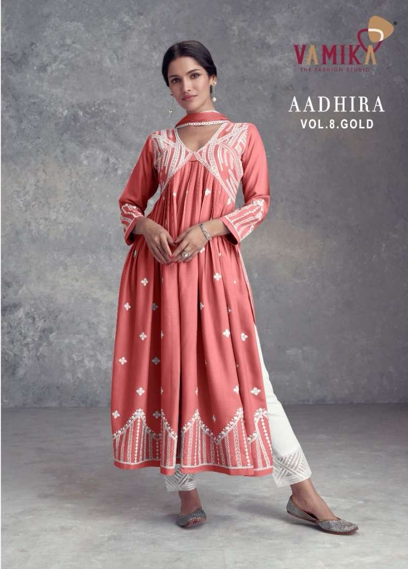 VAMIKA AADHIRA VOL-8 GOLD ALIA SALWAR SUIT LATEST COLLECTION 