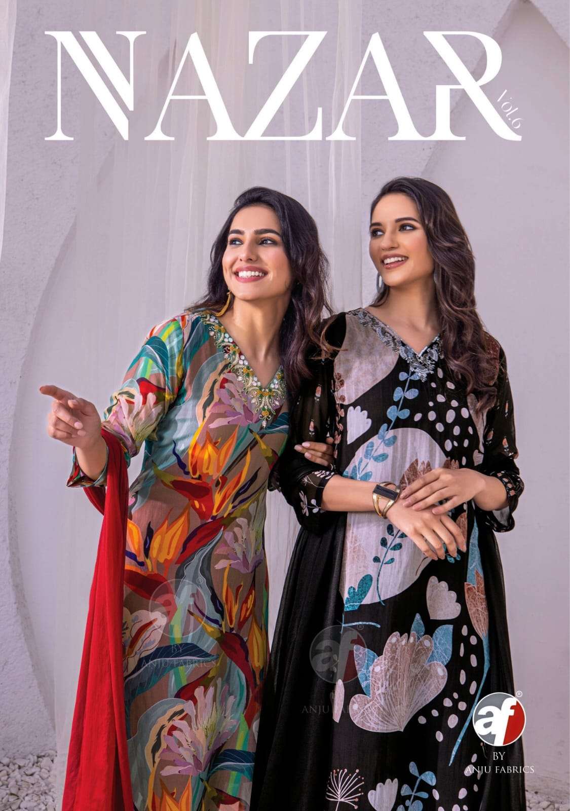 ANJU FABRIC NAZAR VOL 6 CHINON READYMADE SUIT LATEST COLLCTION 