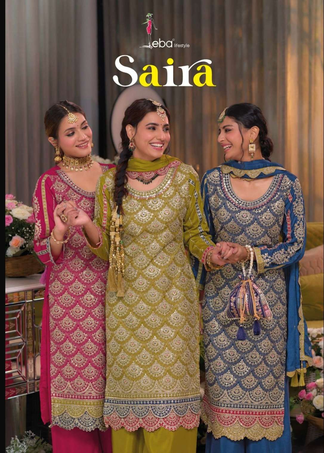 EBA LIFE STYLE SAIRA CHINON READYMADE SUIT WHOLESALE COLLECTION