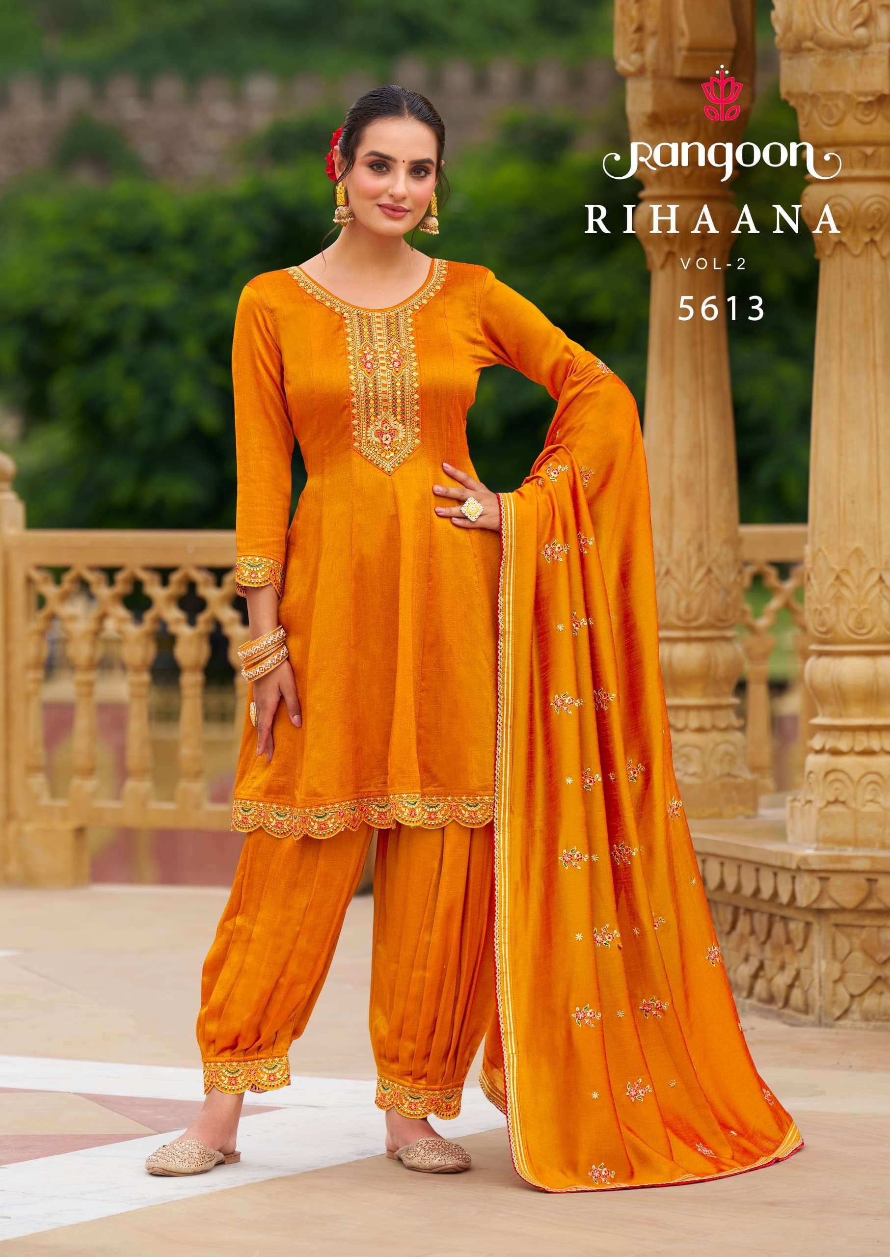 RANGOON RIHANNA VOL 2 SILK ANARKALI READYMADE SUIT WHOLESALER