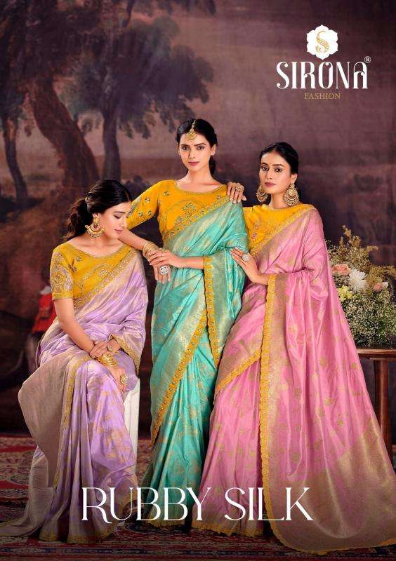 SIRONA RUBBY SILK BORDER LACE SAREE CATLOG WHOLESALE 