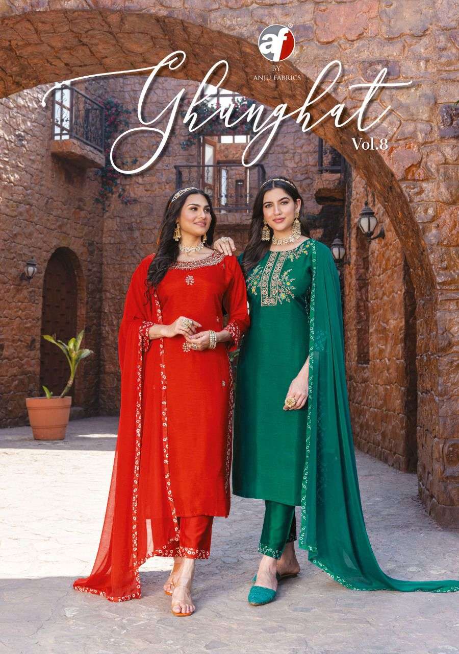 ANJU FABRIC GHUNGHAT VOL- 8 KURTI PENT WITH DUPATTA LATEST CATLOG